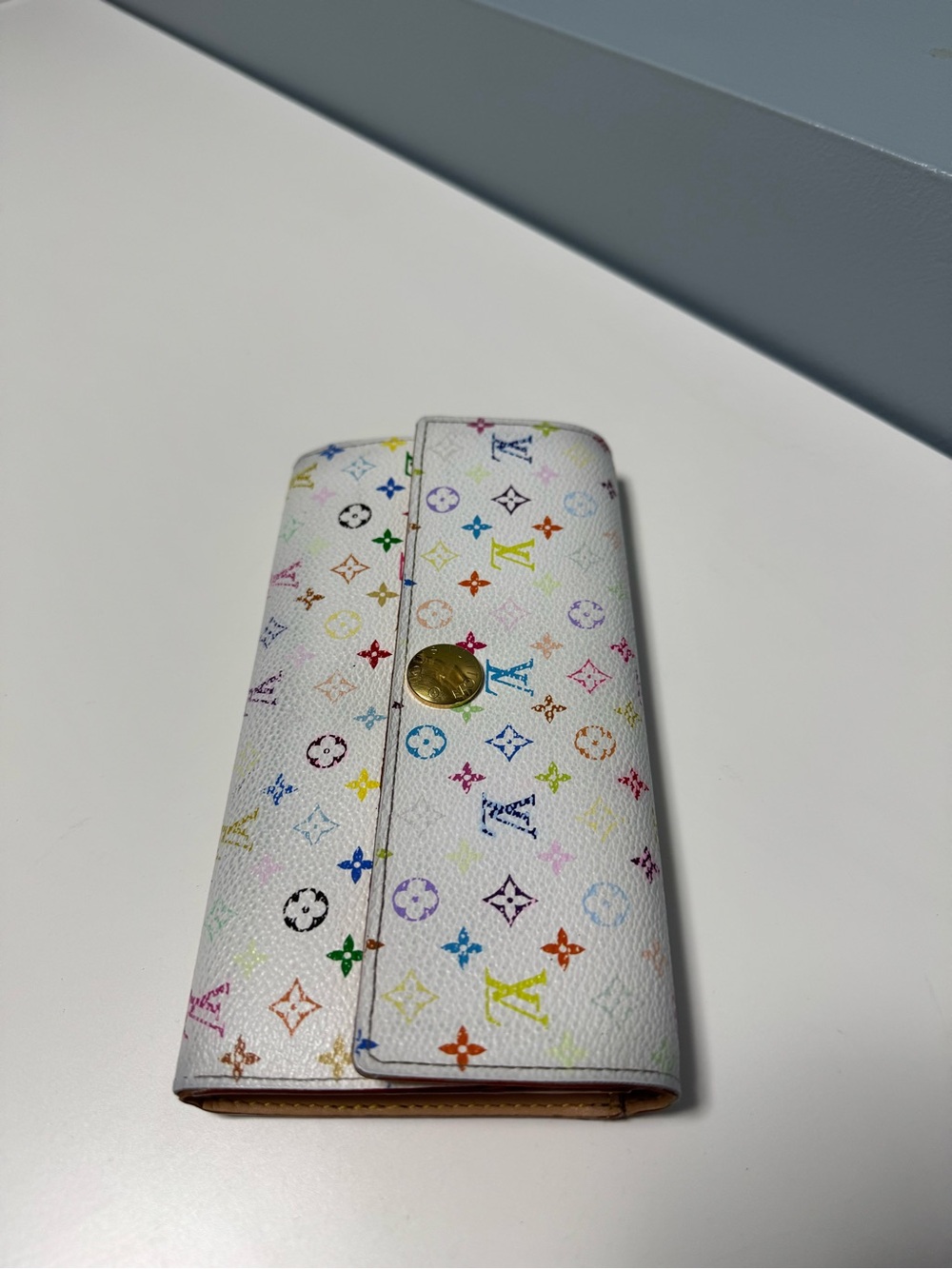 Louis Vuitton White Murukumi Monogram Sara Wallet